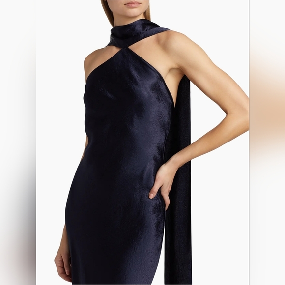 New Best Seller! Amanda Uprichard Navy Blue Silk Gown Sz Medium- Sells for $290! - Picture 7 of 16